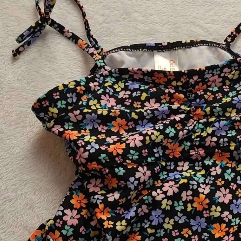 Cat & Jack Girls XL 14 Floral Washy 2 Piece Swimsuit Tankini Multicolor New NWT